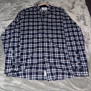 Lacoste Men's Navy and White Checkered Shirt